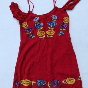 Forever22 Red Floral Off Shoulder Dress Small